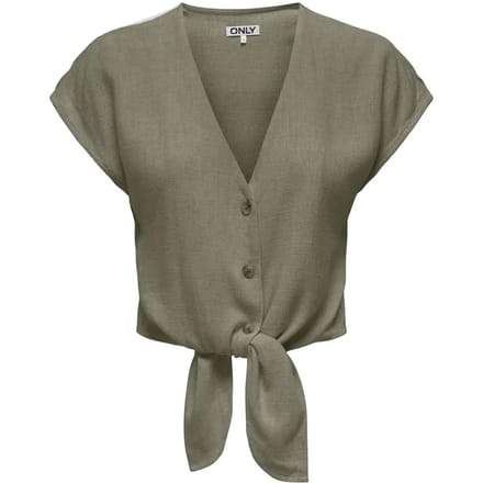 ONLY ONLSIESTA SS KNOT LIN BL SHIRT PNT NOOS Dames Blouse - Deep Lichen Green