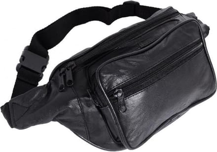 Rojafit Heuptas-Groot-4 vakken-Zwart-Nappa Leer-Afmeting ca. 34 x 8 x 15 cm.