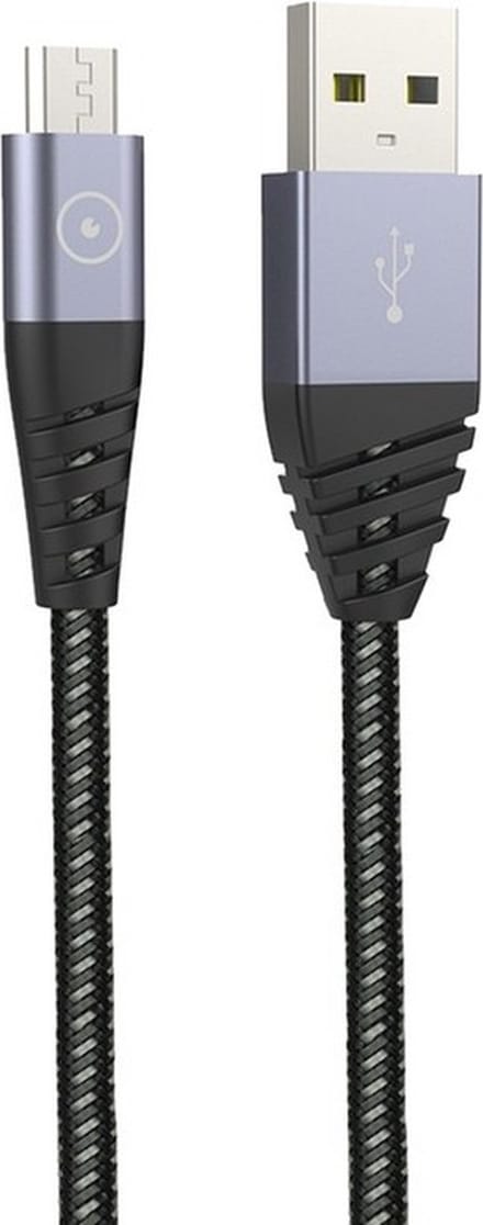 Muvit, Ultrabestendige USB-A/Micro-USB 2M oplaad- en overdrachtkabel, Grijs