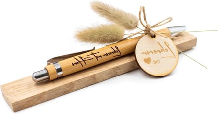 Houten Balpen - Gepersonaliseerde Pen - Cadeau Geven - Met Gravure - 14 cm - Bamboe