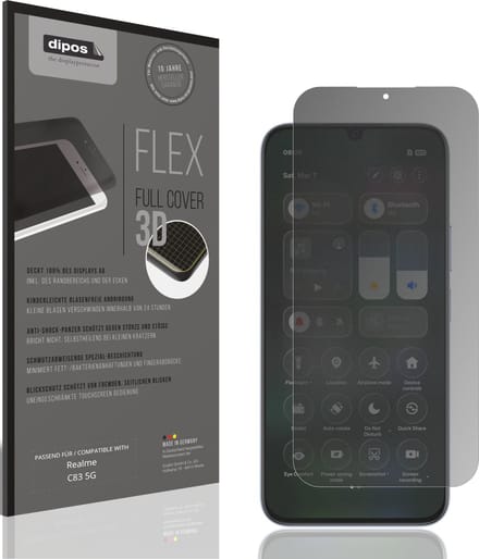 dipos FLEX – Matte Privacy Screenprotector geschikt voor Realme C83 5G | Volledige Schermbescherming | Case-Friendly