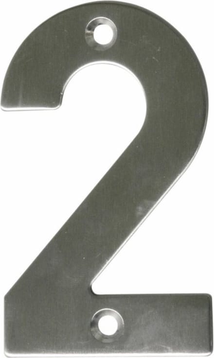 AMIG Huisnummer 2 - massief Inox RVS - 10cm - incl. bijpassende schroeven - zilver
