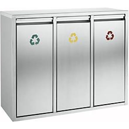 Afvalsorteersysteem van rvs, 3 x 15 l