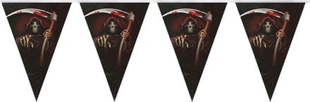 Horror/halloween thema vlaggenlijn feestslinger - magere Hein - plastic - 250 cm - Versiering/feestartikelen