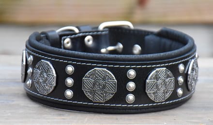 MAXMIMUS SILVER/ BLACK MAAT L HONDEN HALSBAND (50-60CM)