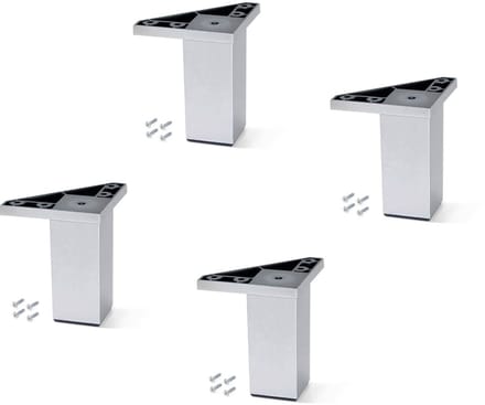 Emuca Lot van 4 Alumix 1 meubelpoten, hoogte 100mm, Plastic, Grijs metallic
