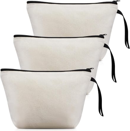 3 Stuks Canvas Opbergtassen - Lege Make-uptas voor Knutselen en Cadeaus