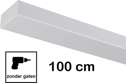 Plafondplaat 100 x 8 cm - Plafondbalk - zonder gaten - incl. 5x trekontlasters - wit