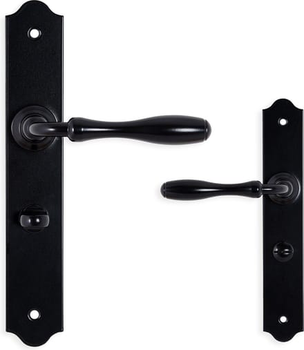 Mazovia Retro deurklink - op langschild - WC 72mm - badkamer - mat zwart
