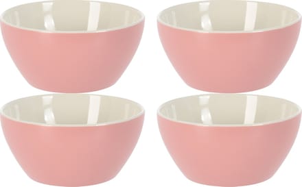 Excellent Houseware Soepkommen/schaaltjes - 4x - Acapulco - porselein - D14 x H6.5 cm - lichtroze