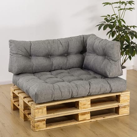 Pallet Kussens - Euro Pallet - Buiten Zitten - Waterdicht Polyester - 120x40cm - Lichtgrijs