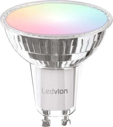 Ledvion - Smart RGB+CCT GU10 LED Spot - 4,9W - 345L - Dimbaar - Wifi-Alexa & Google Home