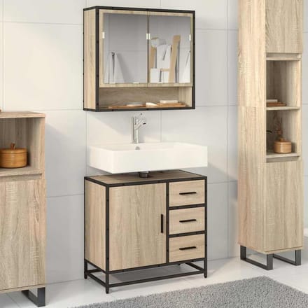 vidaXL - Wastafelkast - 65x33x60 - cm - bewerkt - hout - sonoma - eikenkleurig