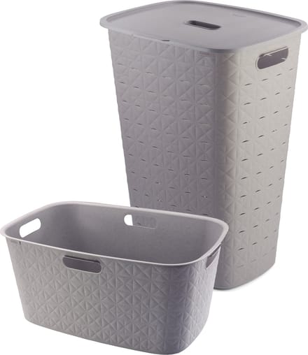 Curver Softex Wasmand met Deksel 56L + Wasmand 45L - Taupe