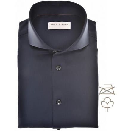 John Miller Overhemd Slim Solid Color Cotton Non-Iron Cutaway Collar Donker Blauw / male