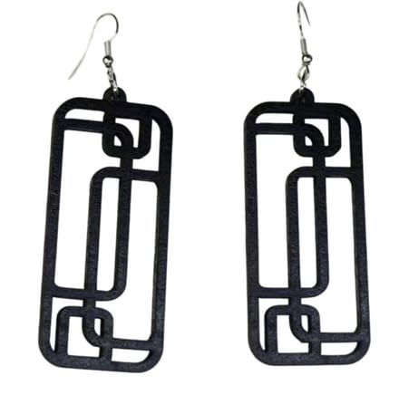 Oorbellen zwart hout zilver window - Charme Bijoux