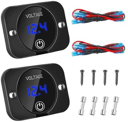 Digitale Voltmeter - Accu Indicatormeter 12V met Waterproof Scherm - Set van 2