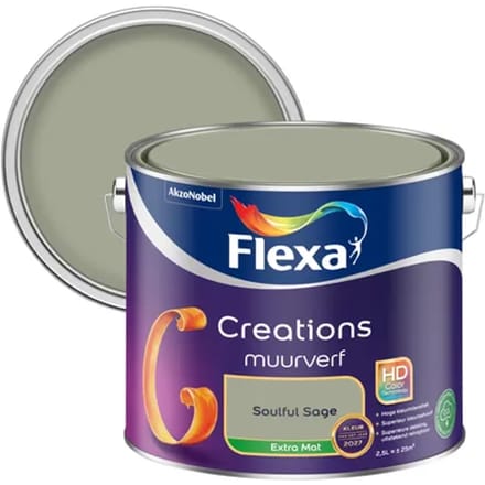 Flexa - Creations Muurverf Extra Mat - Soulful Sage - 2,5 L - Kleur Van Het Jaar 2027