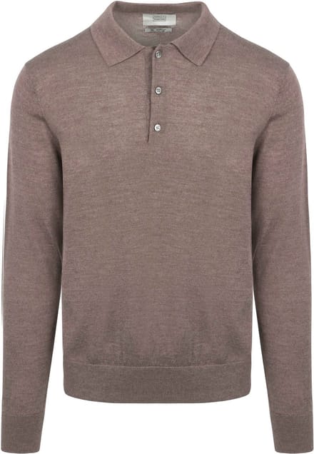 King Essentials The Robert Long Sleeve Poloshirt Merino Bruin - Maat XL - Heren - Pullovers