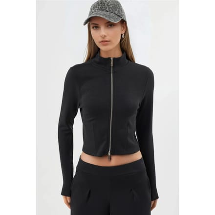 Fitted Gebreide Jas met Ritsluiting