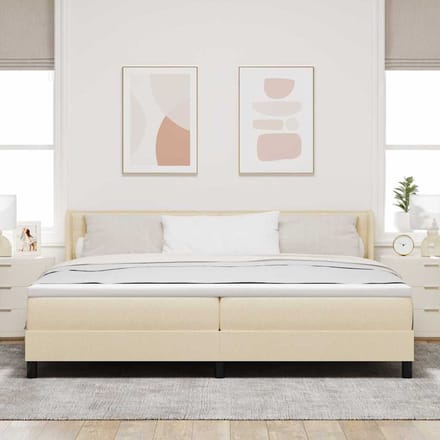 vidaXL - Boxspring - bed - met - hoofdeinde - Crème - 200 - x - 200 - cm - Stof