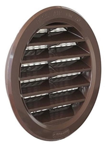 Rond Ventilatierooster 120 mm voor Inbouw - Bruin Kunststof