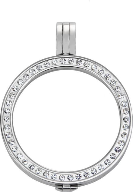 Quiges - Munthouder 33mm RVS met Zirkonia Zilverkleurig - ERH006