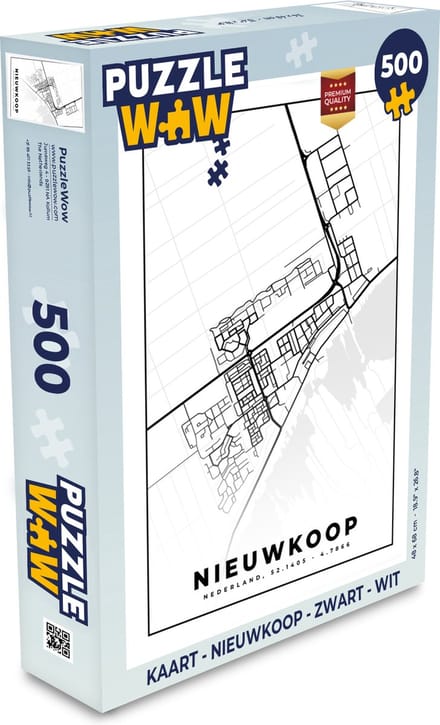 Puzzel Kaart - Nieuwkoop - Zwart - Wit - Legpuzzel - Puzzel 500 stukjes