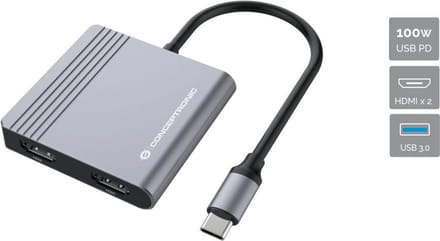 Conceptronic DONN13G 4-in-1 MST Docking Station USB 3 USB-C dockingstation