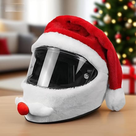 Grappige Motorhelmhoes Kerstman - Feestelijke Motoraccessoire met Helmdecoratie