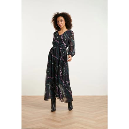 Smashed Lemon 24752 elegant chiffon jurk met dierenprint |
