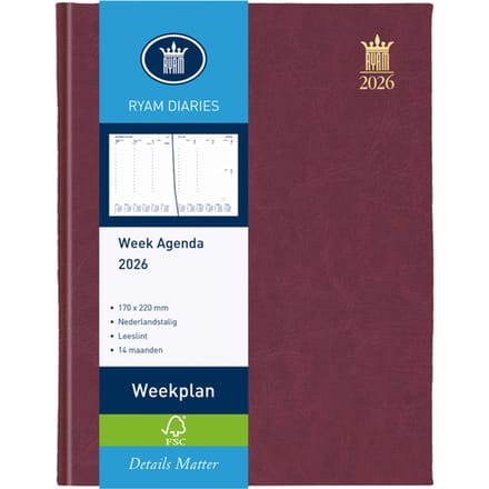 Agenda 2027 Ryam Weekplan Mundior 7dagen/2pagina's bordeaux