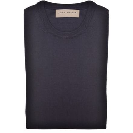 John Miller Trui Merino R-Neck Navy / male