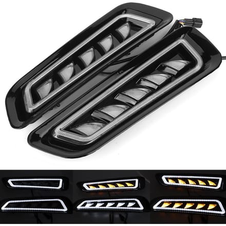2 stuks LED Dagrijverlichting Signaallamp 3 Kleuren Past voor Ford F150 17 19 gray