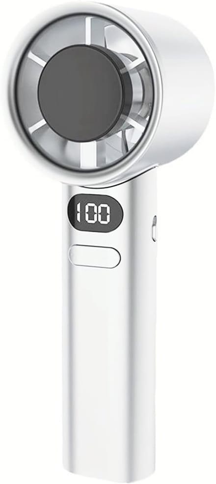 Draagbare Handventilator 120‑Snelheden – 2000 mAh – LED Display – USB Oplaadbaar – Compact & Stil – Wit – Summer Essentials