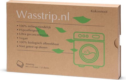Wasstrips 32 Wasbeurten Kokosnoot – Wasmiddeldoekjes – Wasvellen – Wasdoekjes – Detergent Sheets – Laundry Strips