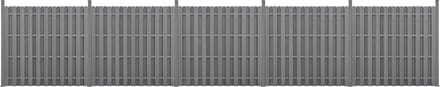 WPC Schuttingpaneel 11 planken met palen 185x932 cm grijs