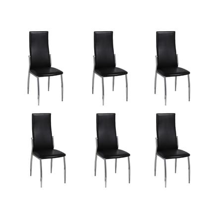 vidaXL - Eetkamerstoelen - 6 - st - kunstleer - zwart