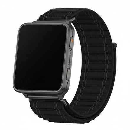 Nylon loop bandje - geschikt voor Garmin Venu X1 - klittenbandsluiting - Zwart