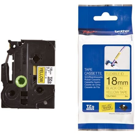 Laminated Tape for Labelling Machines Brother TZ-FX641 18 mm x 8 m Black/Yellow