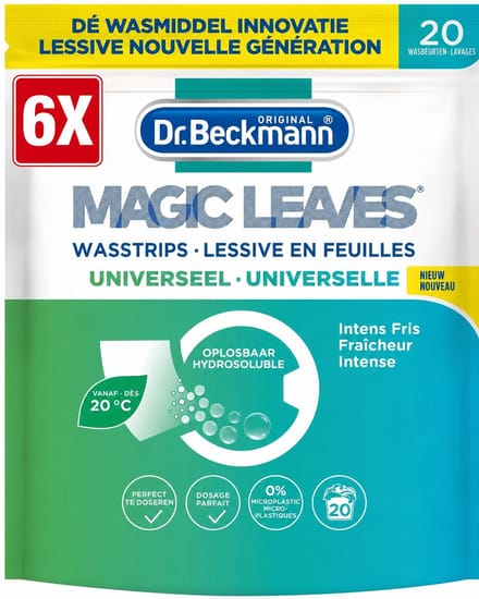 6 x Dr. Beckmann Magic Leaves Universeel - Wasstrips - Wasmiddeldoekjes