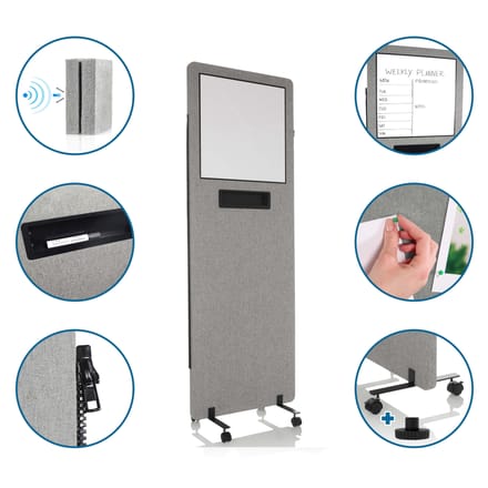 Middenstuk voor scheidingswand FLEXMIUT systeem 170060030 lichtgrijs hjh OFFICE