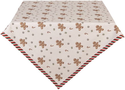 Clayre & Eef Tafelkleed 100x100 cm Beige Katoen Gingerbread man