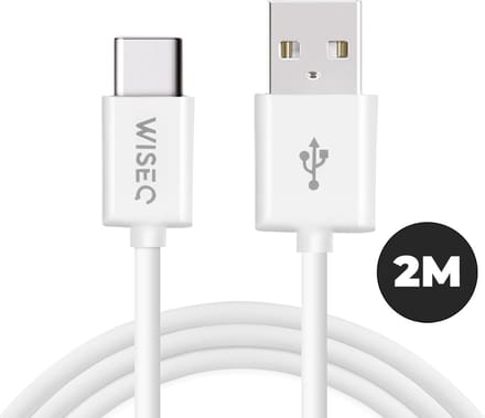 WISEQ USB C kabel - 3A USB naar USB C Kabel - 2 meter - Geschikt voor Samsung en iPhone - Wit