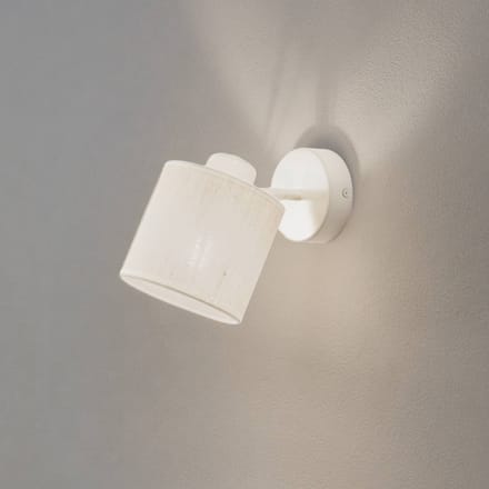 Argon Wandlamp Suerte, crèmewit, linnen textiel, 18 cm hoog, E14