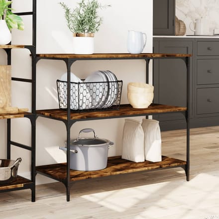 vidaXL - Keukentrolley - 102x50x95 - cm - bewerkt - hout - gerookt - eikenkleurig