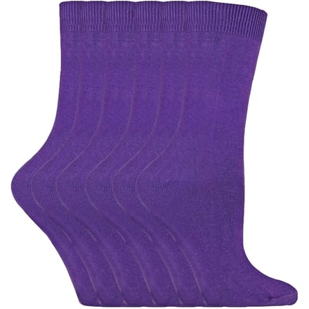 Set van 6 effen, casual katoenen damessokken - PL30 Paars