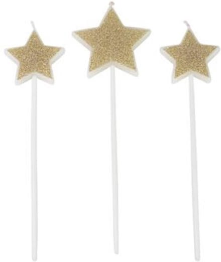 ARTYFETES - 3 ster glitter kaarsjes op prikker