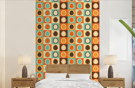 Behang - Fotobehang Retro - Patronen - Ei - Breedte 140 cm x hoogte 220 cm