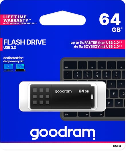 GoodRam - USB Geheugenstick - UME3 - USB 3.2 - 64 GB - Zwart